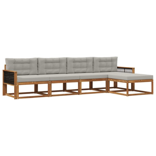 vidaXL Ensemble de canapés d'extérieur 5 pc Naturel et Gris clair