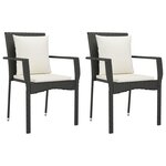 Chaises de jardin 2 pièces avec coussins résine tressée noir 02_0013332