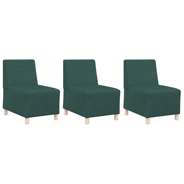 vidaXL Fauteuil Sofa Gris Clair 55 cm Tissu 3 Pièces Vert foncé