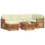vidaXL Ensemble de canapés d'extérieur 7 pc Naturel et Crème Polyester
