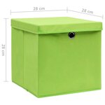 vidaXL Boîtes de rangement avec couvercles 4 Pièces 28x28x28 cm Vert