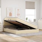 vidaXL Lit avec rangement et LED avec matelas Crème 180 x 200 cm tissu