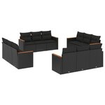 vidaXL Salon de jardin 12 Pièces avec coussins noir résine tressée