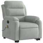 vidaXL Fauteuil inclinable de massage électrique gris clair velours