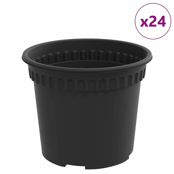 vidaXL Pot à fleurs rond 24 pc Noir Ø 12 5 x 10 cm Plastique
