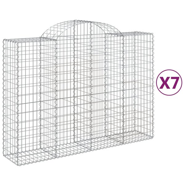 vidaXL Paniers à gabions arqués 7 Pièces 200x50x140/160 cm Fer galvanisé