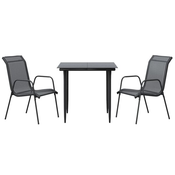 vidaXL Ensemble à manger de jardin 3 Pièces noir textilène et acier