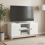 vidaXL Meuble TV 102 x 34 5 x 50 cm Blanc Bois d'ingénierie