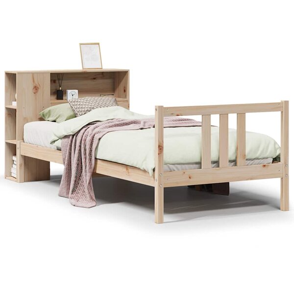 vidaXL Lit bibliothèque sans matelas 90x190 cm bois de pin massif