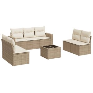 vidaXL Salon de jardin avec coussins 8 Pièces beige résine tressée