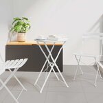 vidaXL Table de bistro pliable blanche Ø50 x 71 cm en acier émaillé