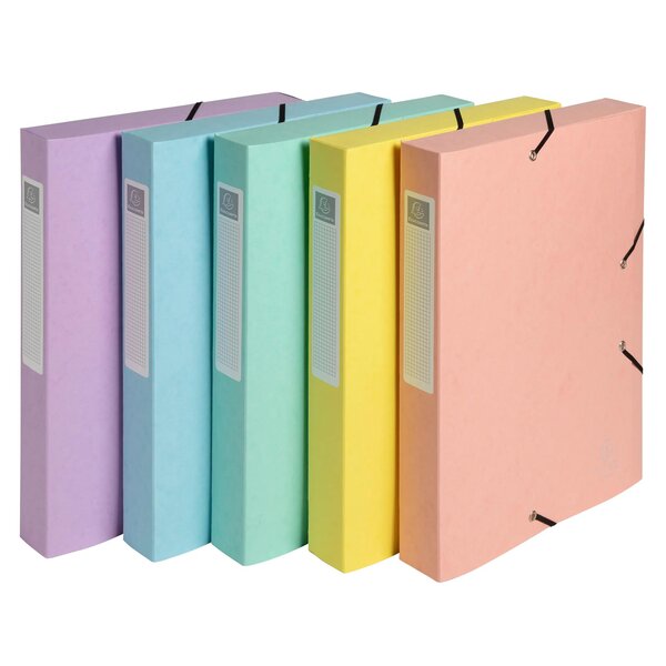Boite De Classement Cartobox Livrée À Plat Dos 40mm Carte Lustrée Aquarel - A4 - Couleurs Assorties - X 10 - Exacompta