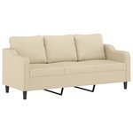 vidaXL Canapé à 3 places avec repose-pieds Crème 180 cm Tissu
