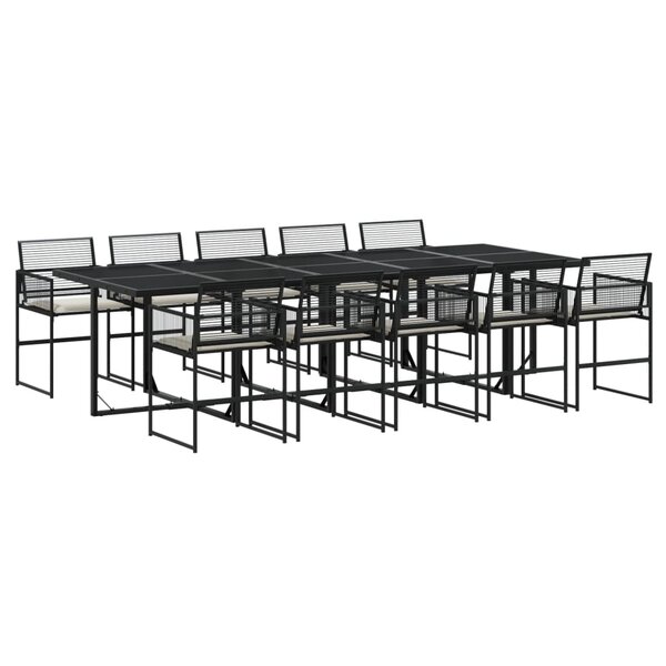 vidaXL Ensemble à manger de jardin 11 Pièces coussins noir résine tressée