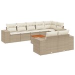 vidaXL Salon de jardin avec coussins 9 Pièces beige résine tressée