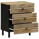 vidaXL Table de chevet noir 50x33x62 cm bois de manguier massif brut