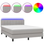 vidaXL Sommier à lattes de lit et matelas et LED Gris clair 140x200 cm