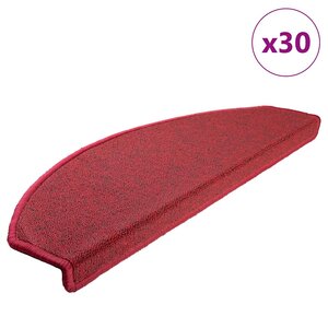 vidaXL Tapis d'escalier 30 pièces 65 x 24 x 4 cm Rouge Demi-rond Grand