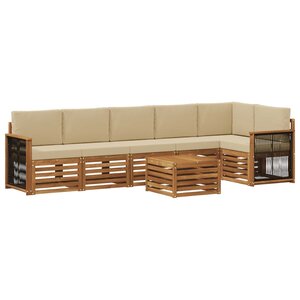 vidaXL Ensemble de canapé d'angle avec coussin 6 Pièces Naturel