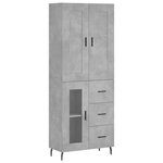 vidaXL Buffet haut Gris béton 69 5x34x180 cm Bois d'ingénierie