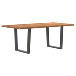 vidaXL Table à manger avec bord naturel 200x100x74cm bois massif chêne