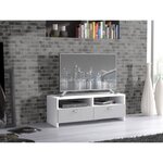 PILVI Meuble TV - Contemporain - Blanc et gris mat - L 95 cm