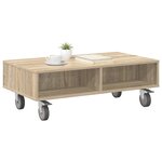vidaXL Table d'appoint avec roues Chêne Sonoma 90 x 50 x 30 cm