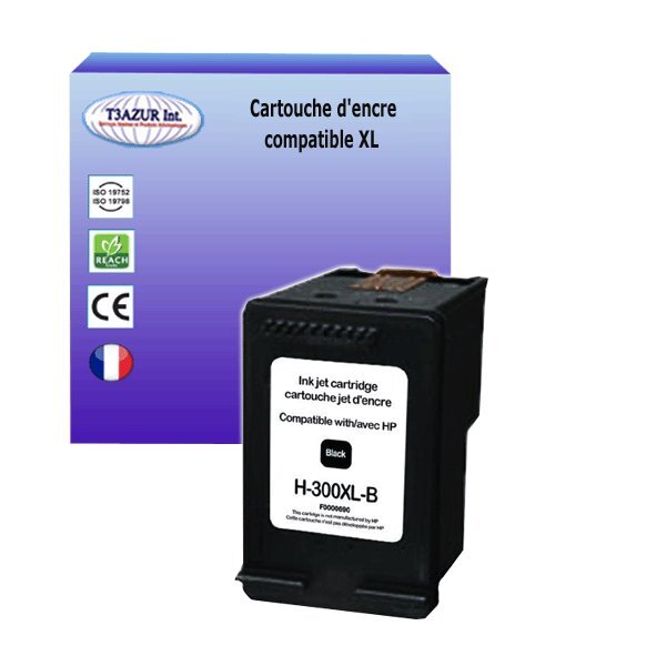 T3azur - cartouche d'encre compatible remplace hp 300 300xl noire pour hp photosmart c4600  c4670  c4680  c4685