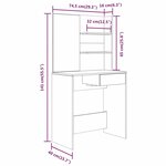 vidaXL Coiffeuse avec miroir Chêne fumé 74 5x40x141 cm