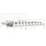 vidaXL Cadre de lit avec tête de lit blanc 200x200 cm bois massif