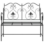 vidaXL Banc de jardin   design à lattes  noir  104 cm  en acier.