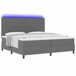 vidaXL Lit à ressort LED Gris clair et blanc 200 x 200 cm