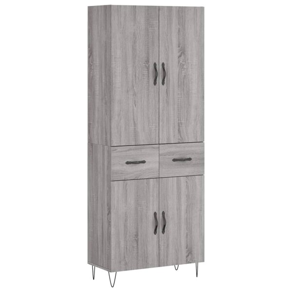 vidaXL Buffet haut Sonoma gris 69 5x34x180 cm Bois d'ingénierie