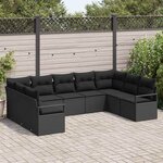 vidaXL Ensemble de canapé de jardin 9 Pièces Noir Poly rotin