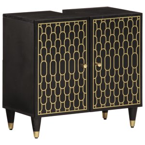 vidaXL Armoire lavabo de salle de bain bois massif de manguier