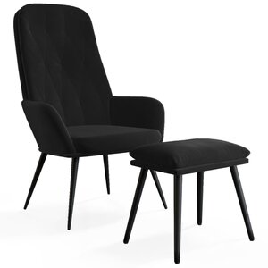 vidaXL Chaise de relaxation avec repose-pied Noir Velours