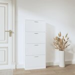 vidaXL Armoire à chaussures Blanc 59x17x150 cm Bois d'ingénierie