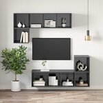 vidaXL Meuble TV mural Gris brillant 37x37x107 cm Bois d’ingénierie