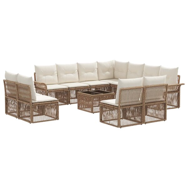 vidaXL Ensemble de canapé de jardin 12 Pièces Beige polyrotin