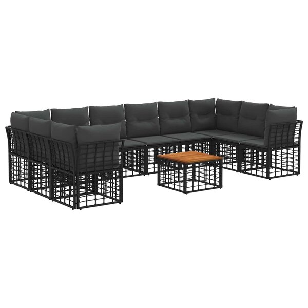 vidaXL Ensemble de canapés d'extérieur 11 Pièces Noir et Gris foncé