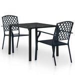 vidaXL Mobilier de bistro 3 Pièces Acier Noir