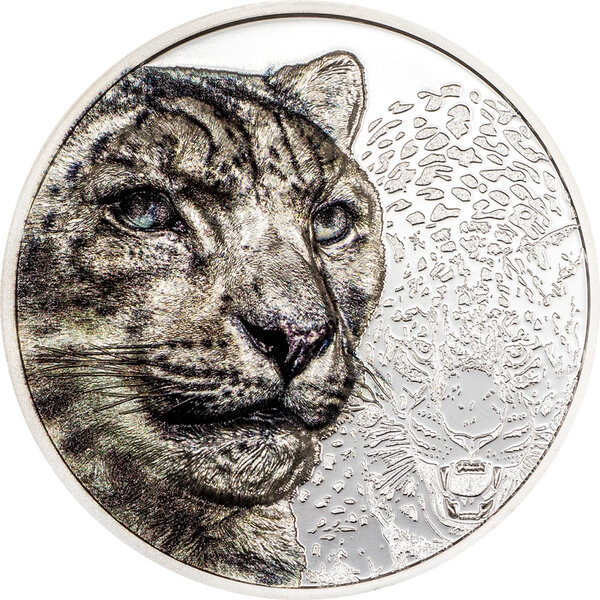 Pièce de monnaie en Argent 500 Togrog g 31.1 (1 oz) Millésime 2024 Wild Mongolia SNOW LEOPARD
