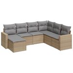 vidaXL Salon de jardin avec coussins 7 Pièces beige résine tressée