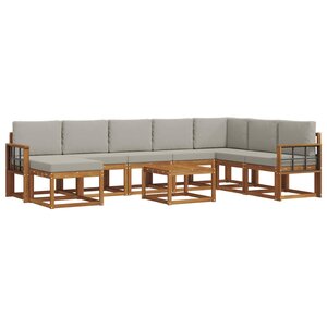 vidaXL Ensemble de canapés d'extérieur 9 pc Gris Naturel et Clair