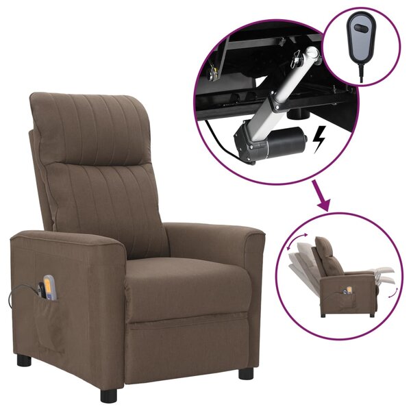 vidaXL Fauteuil électrique de massage Taupe Tissu