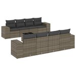 vidaXL Salon de jardin 9 Pièces avec coussins gris résine tressée