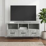 vidaXL Meuble TV Gris béton 102 x 34 5 x 50 cm Bois d'ingénierie