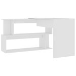 Bureau table poste de travail meuble d'ordinateur informatique étude d'angle 200 x 50 x 76 cm bois d'ingénierie blanc 02_0023667