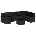Canapé de jardin 9 pièces avec coussins beige en poly rattan