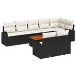 Canapés de Jardin 9 Pièces avec Coussins Noir Poly Rattan Acacia